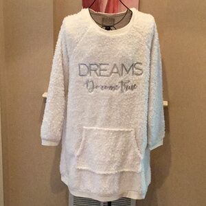 Cozy White Fleece Pullover with Dream Graphic